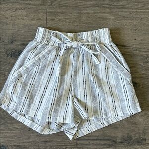 Striped White and Black Women's Shorts